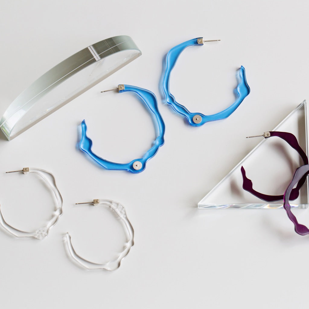 Large Ocean Blue Hoops - Denisa Piatti Jewellery