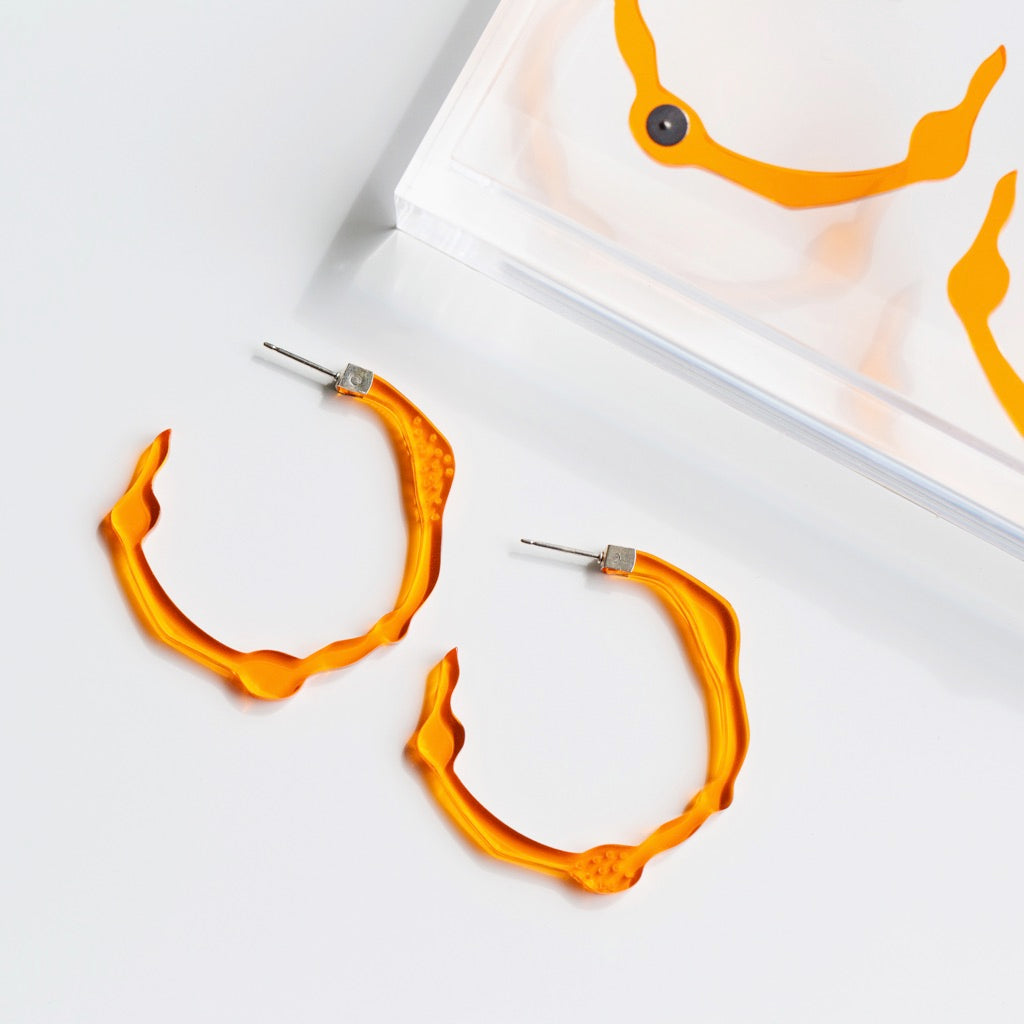 Small Fiery Orange Hoops - Denisa Piatti Jewellery