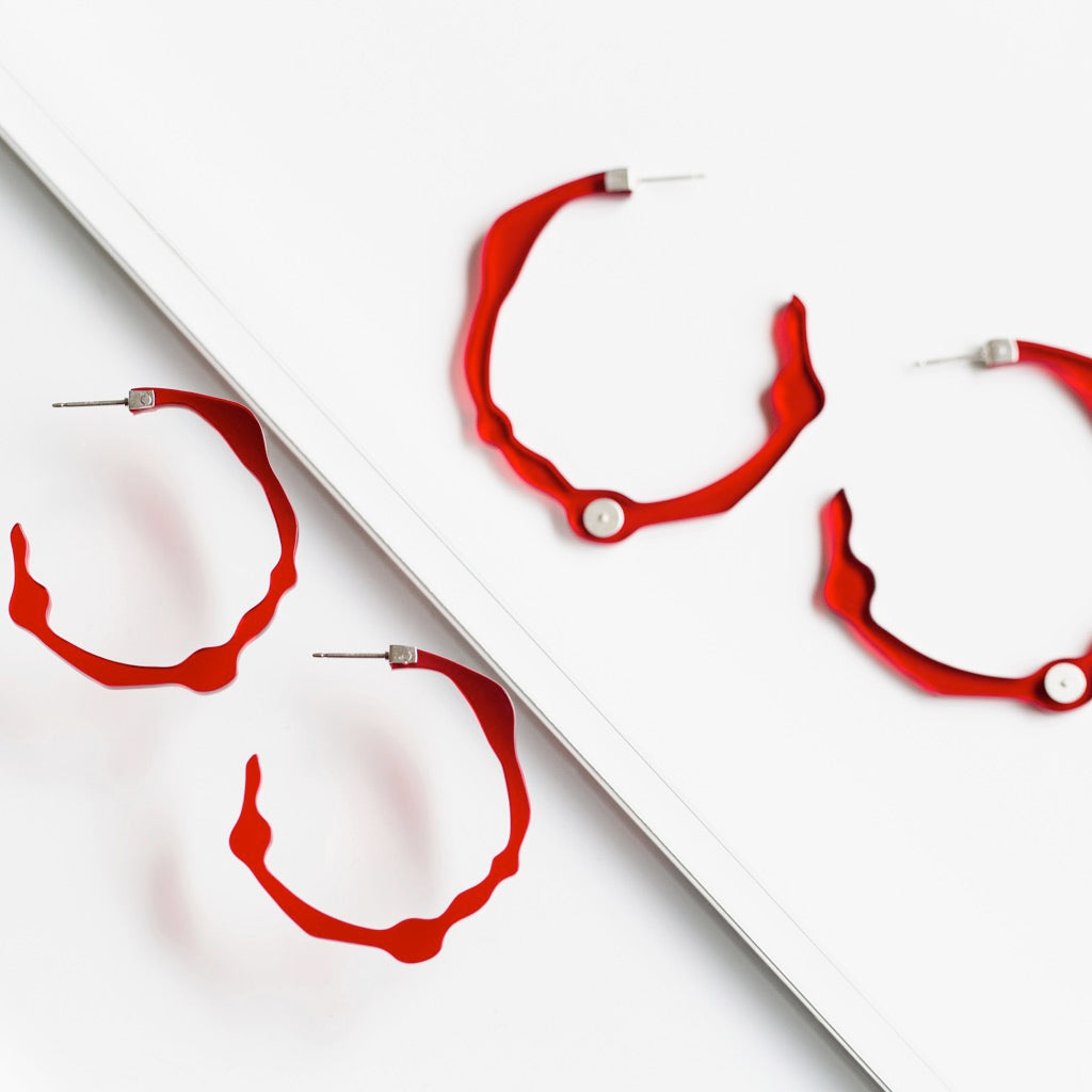Small Velvet Red Hoops - Denisa Piatti Jewellery