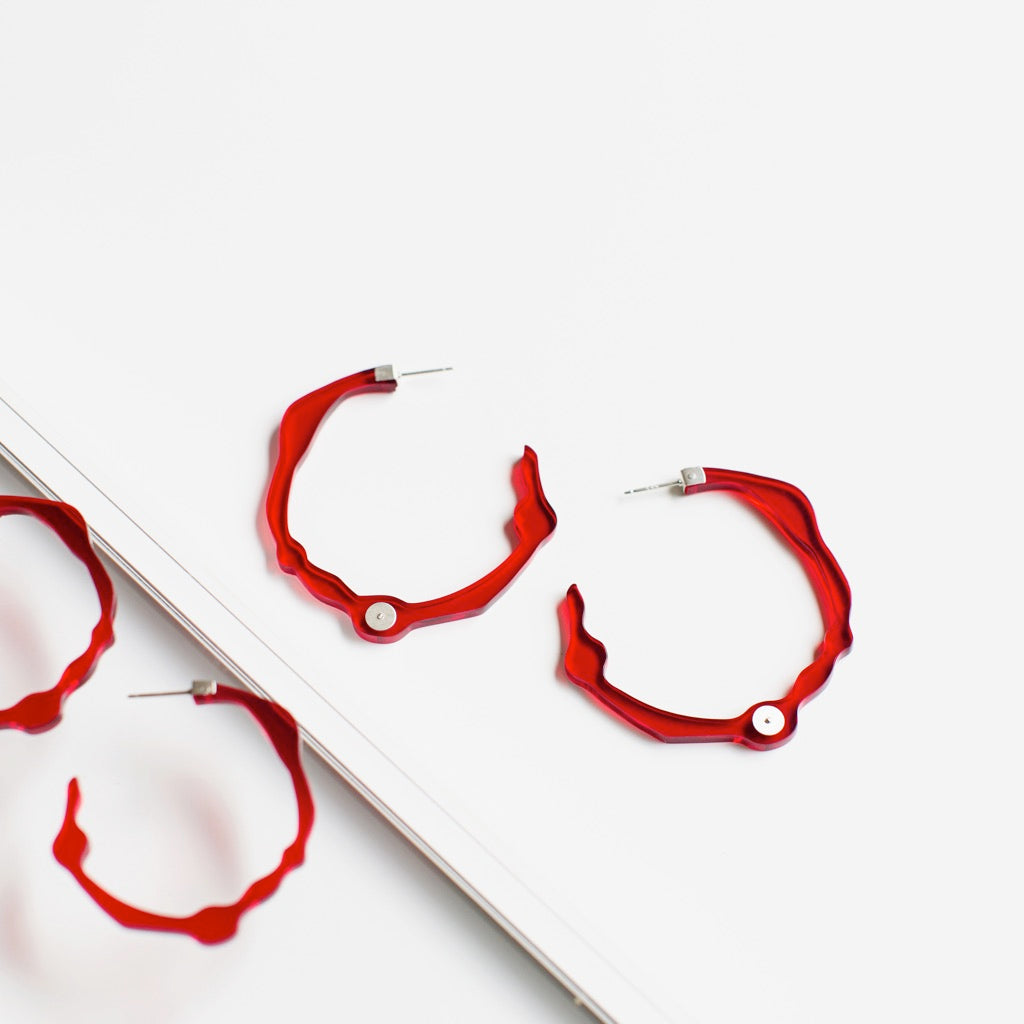 Large Velvet Red Hoops - Denisa Piatti Jewellery