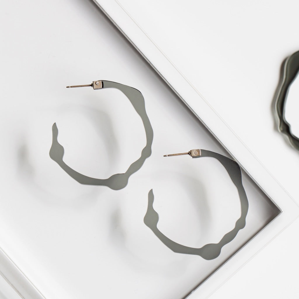 Small Twilight Grey Hoops - Denisa Piatti Jewellery