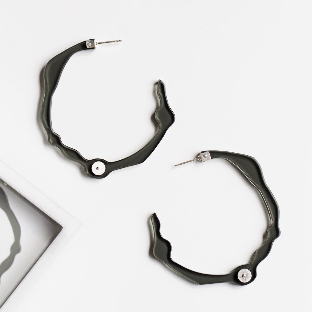 Large Twilight Grey Hoops - Denisa Piatti Jewellery