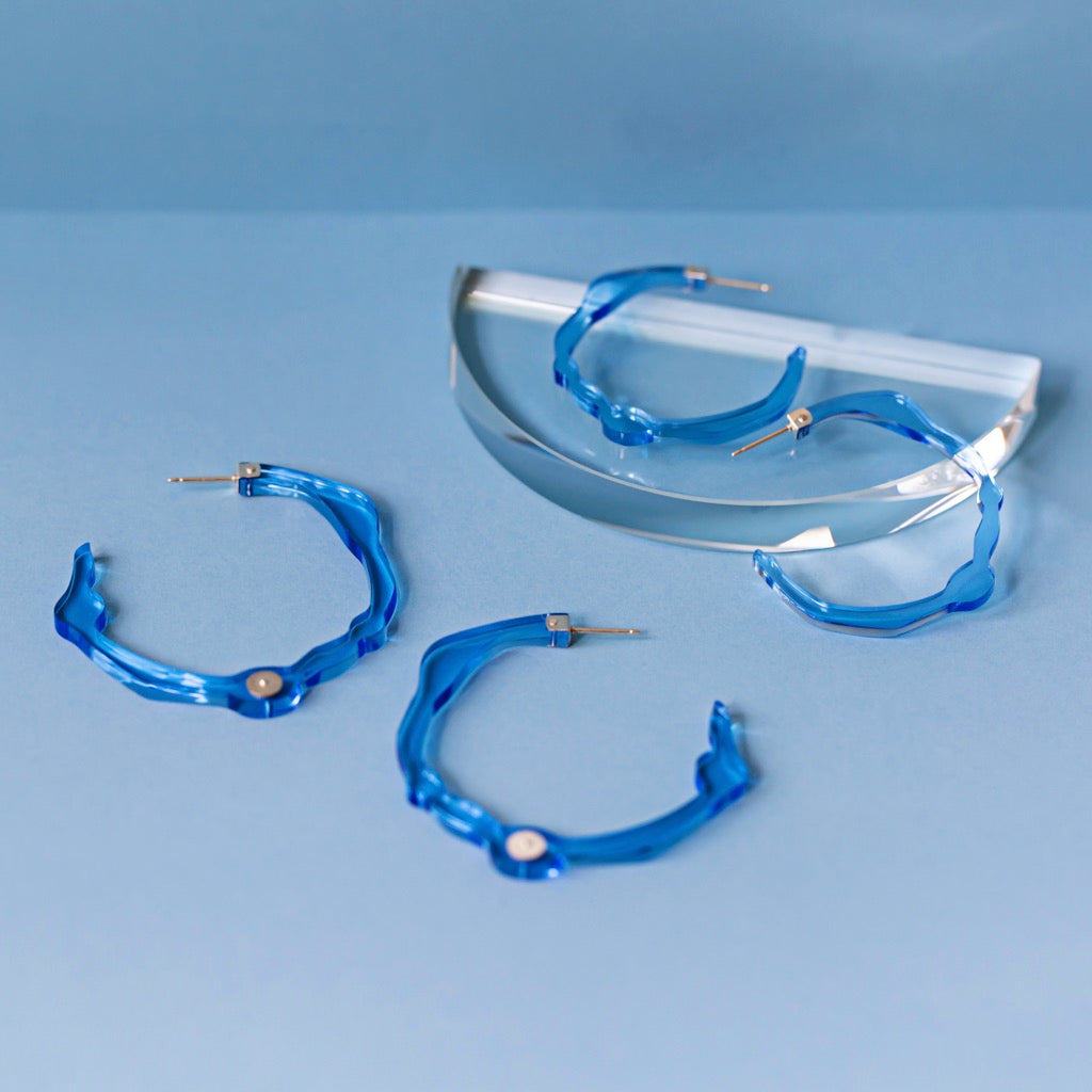 Large Ocean Blue Hoops - Denisa Piatti Jewellery