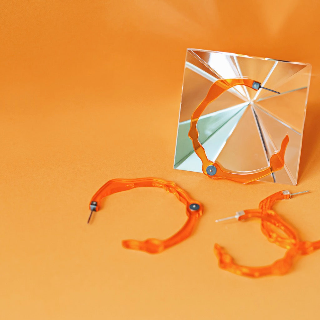 Large Fiery Orange Hoops - Denisa Piatti Jewellery