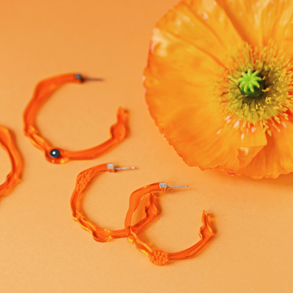 Small Fiery Orange Hoops - Denisa Piatti Jewellery