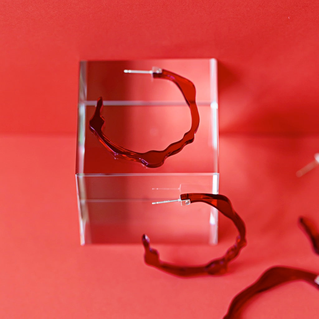 Small Velvet Red Hoops - Denisa Piatti Jewellery