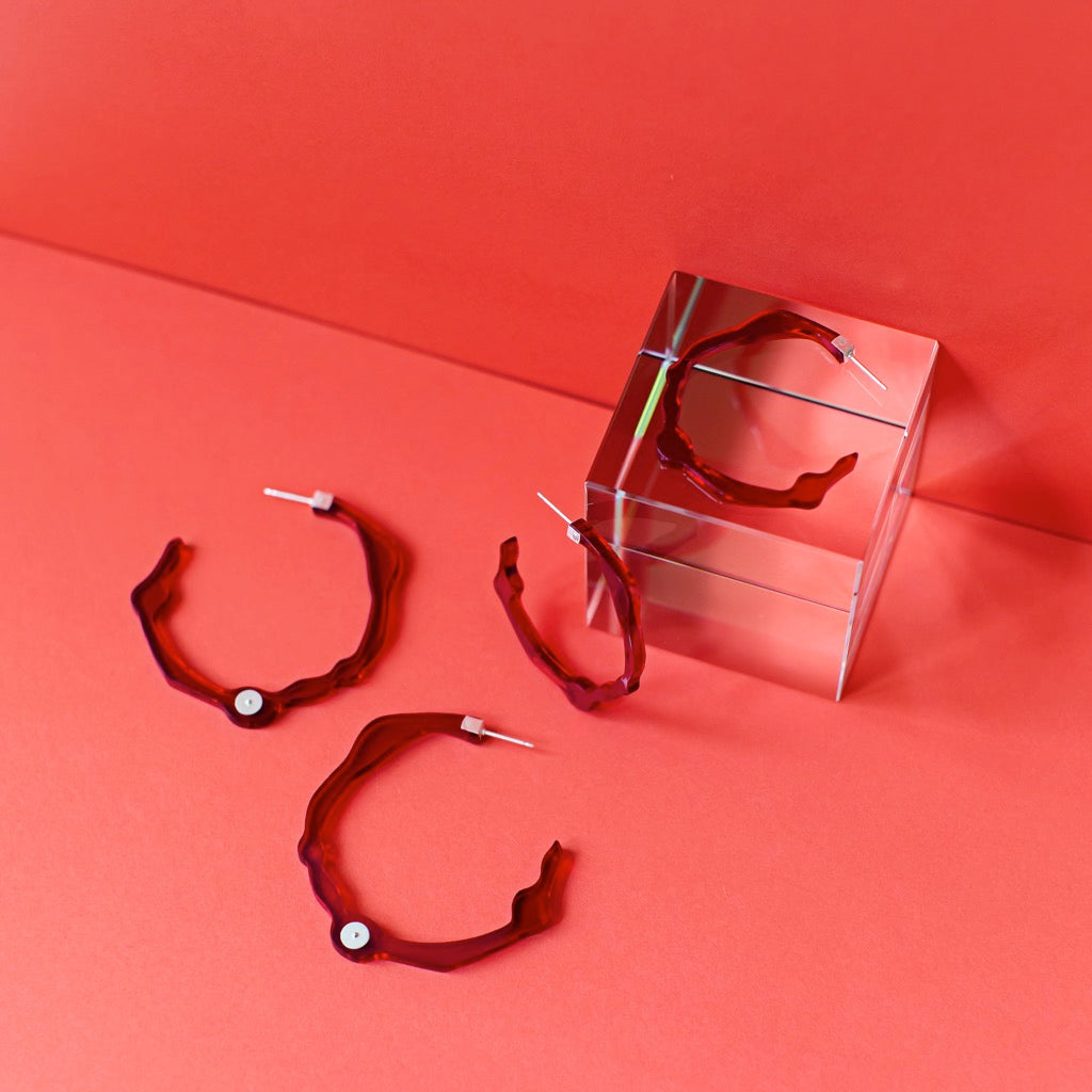 Large Velvet Red Hoops - Denisa Piatti Jewellery