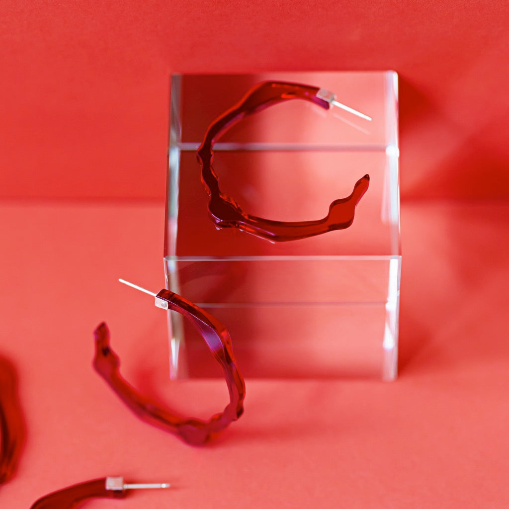 Small Velvet Red Hoops - Denisa Piatti Jewellery