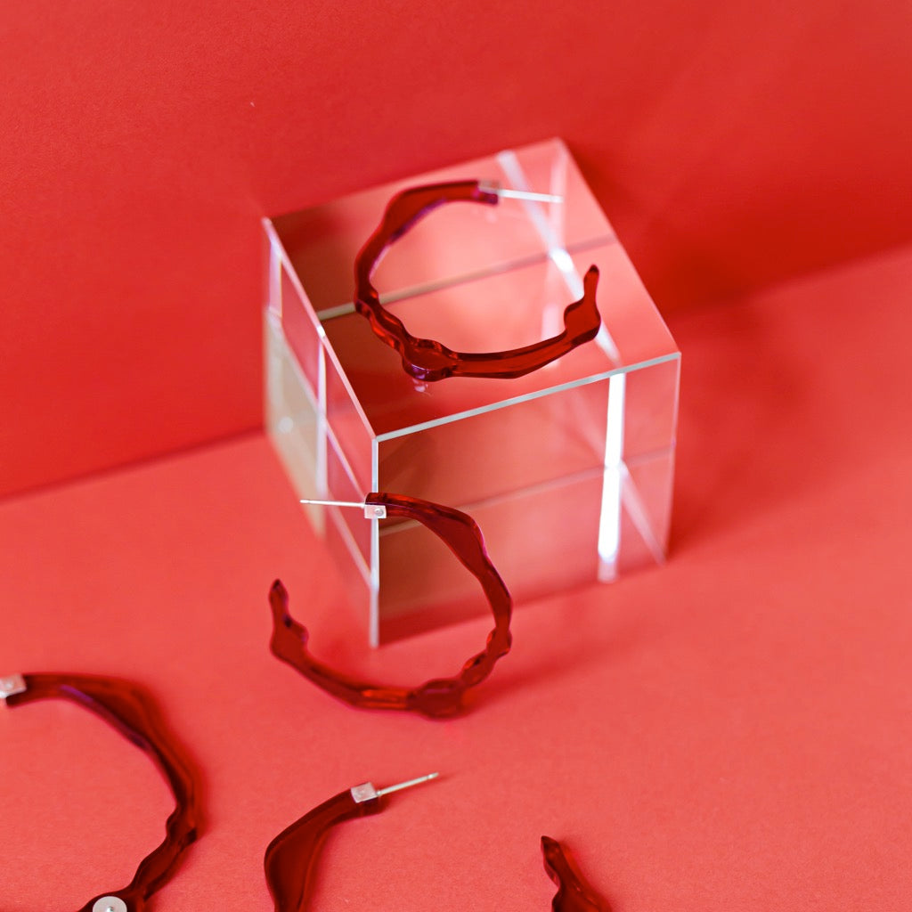 Small Velvet Red Hoops - Denisa Piatti Jewellery