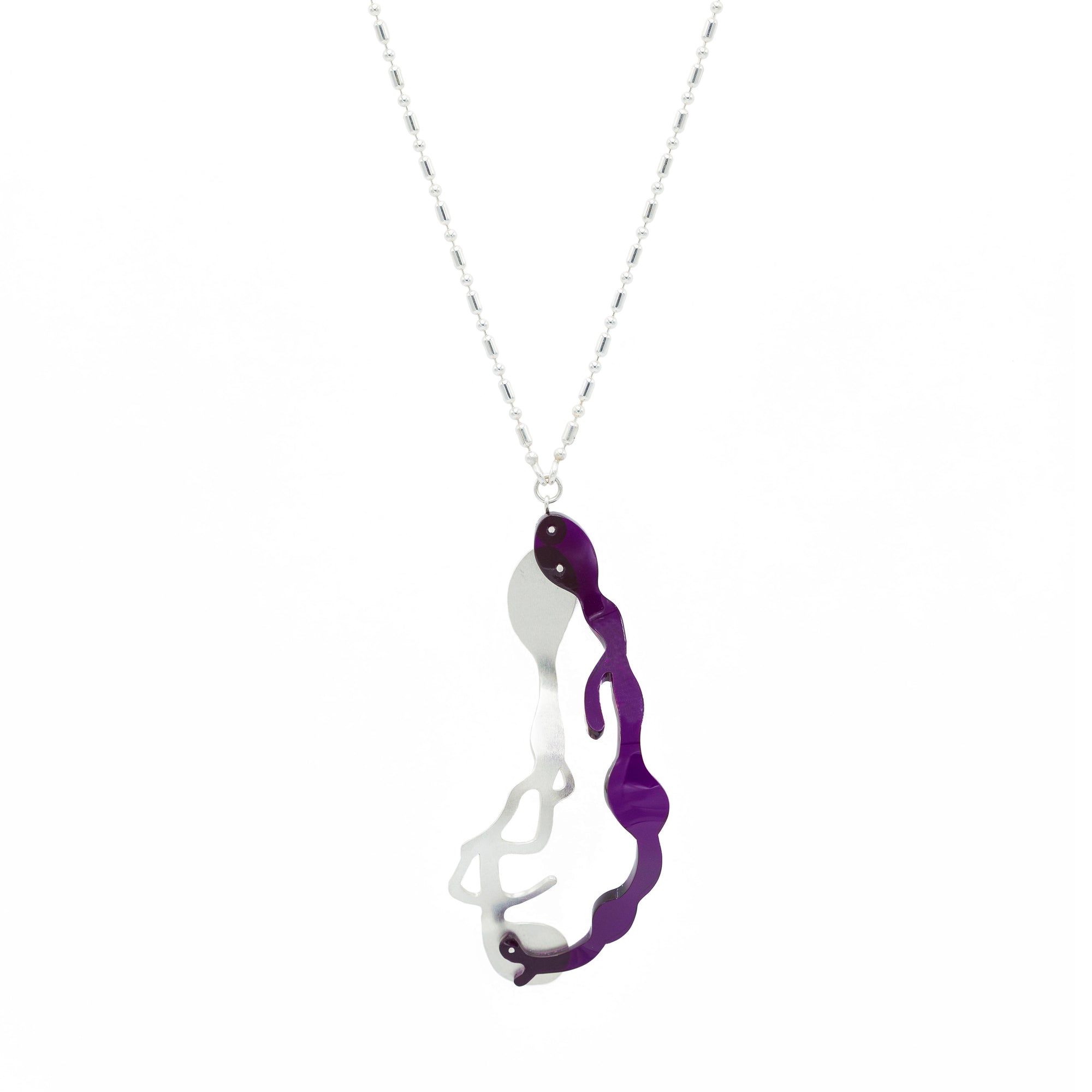 Drop Pendant Necklace in Brushed Silver - Denisa Piatti Jewellery