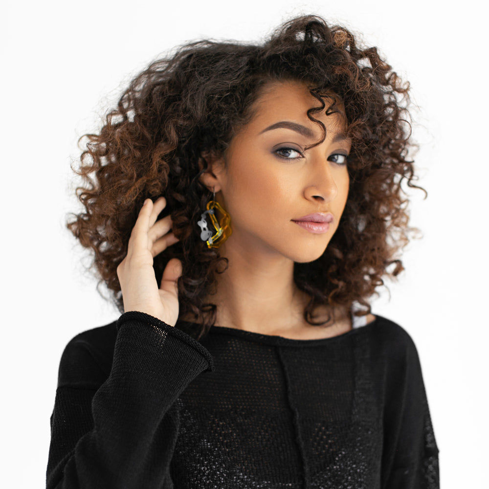 Large Pendant Earrings in Oxidized Silver - Denisa Piatti Jewellery