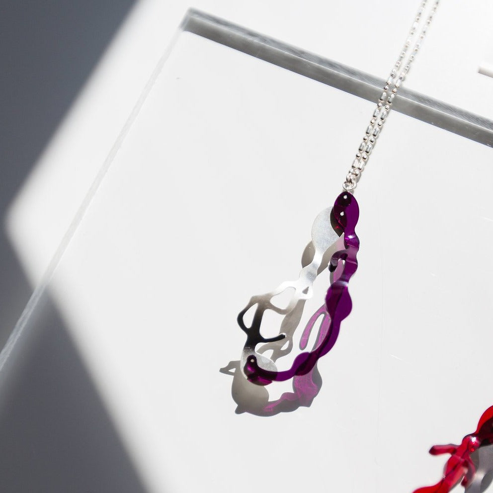 Drop Pendant Necklace in Brushed Silver - Denisa Piatti Jewellery