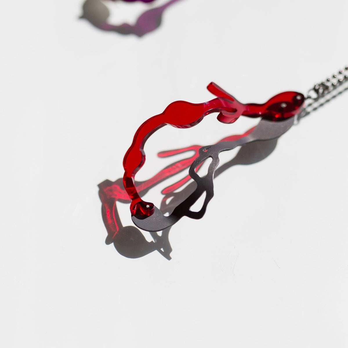 Drop Pendant Necklace in Oxidized Silver - Denisa Piatti Jewellery