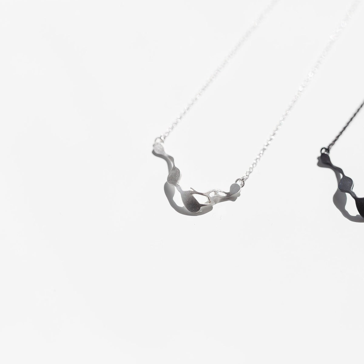Petite Seaweed Necklace in Brushed Silver - Denisa Piatti Jewellery