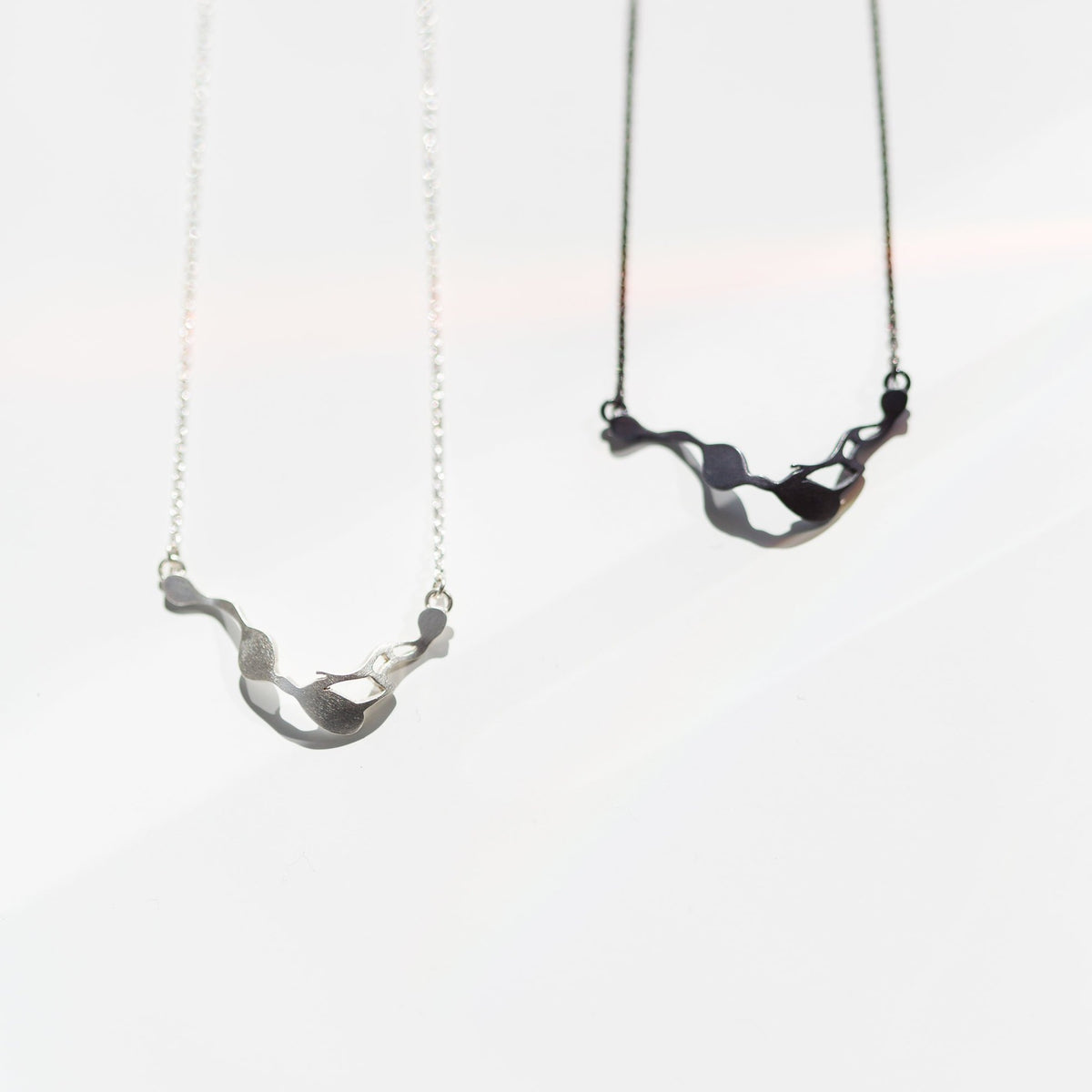 Petite Seaweed Necklace in Brushed Silver - Denisa Piatti Jewellery
