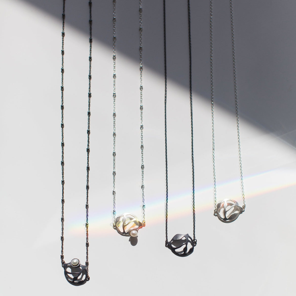 Petite Pearl Cluster Necklace in Oxidized Silver - Denisa Piatti Jewellery