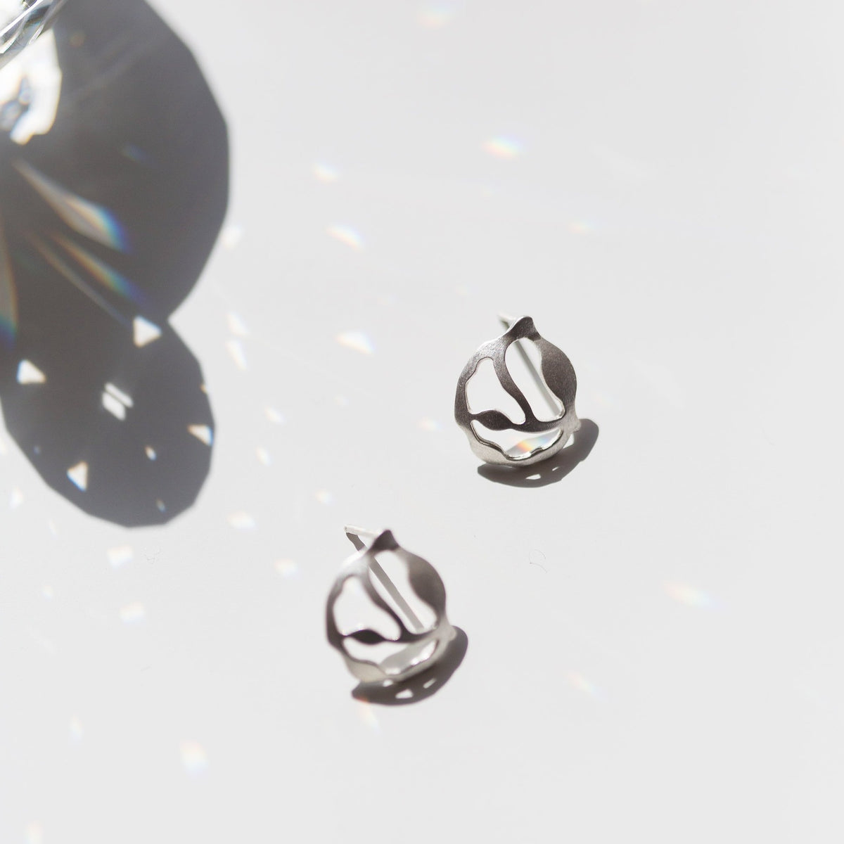 Cluster Seaweed Earrings in Brushed Silver - Denisa Piatti Jewellery