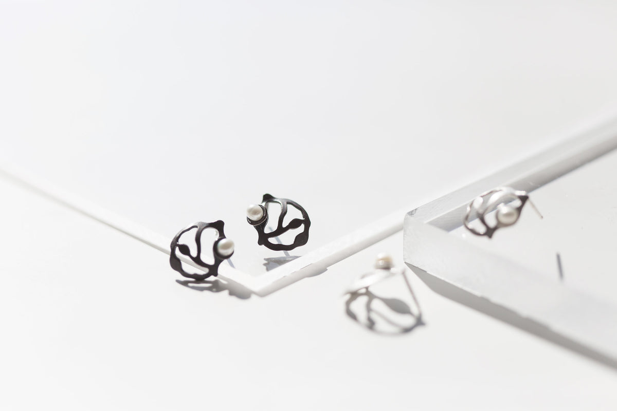 Pearl Seaweed Cluster Earrings - Denisa Piatti Jewellery