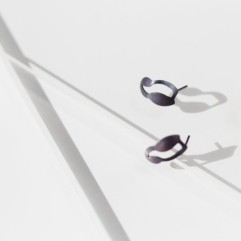 Petite Post Earrings in Oxidized Silver - Denisa Piatti Jewellery