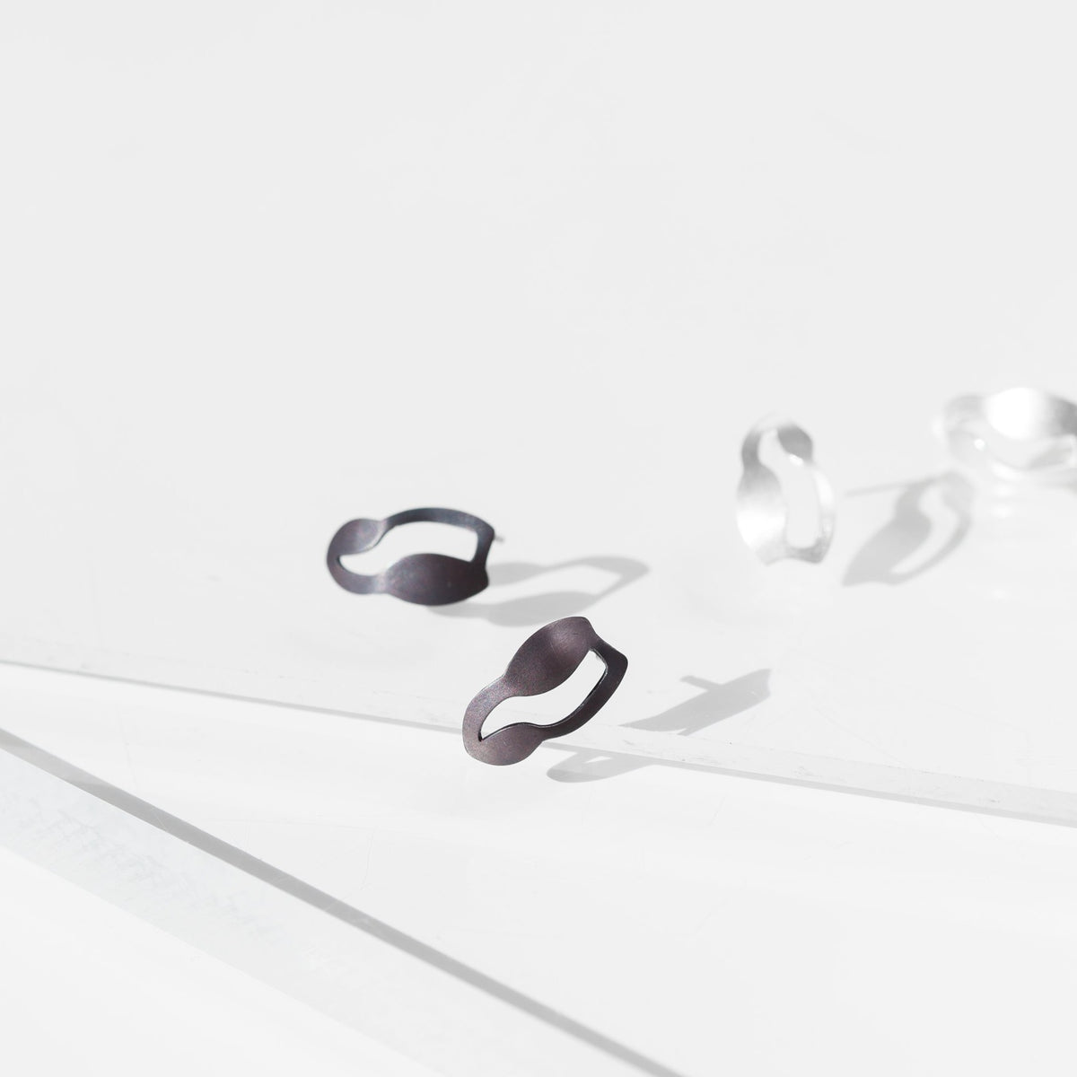 Petite Post Earrings in Oxidized Silver - Denisa Piatti Jewellery