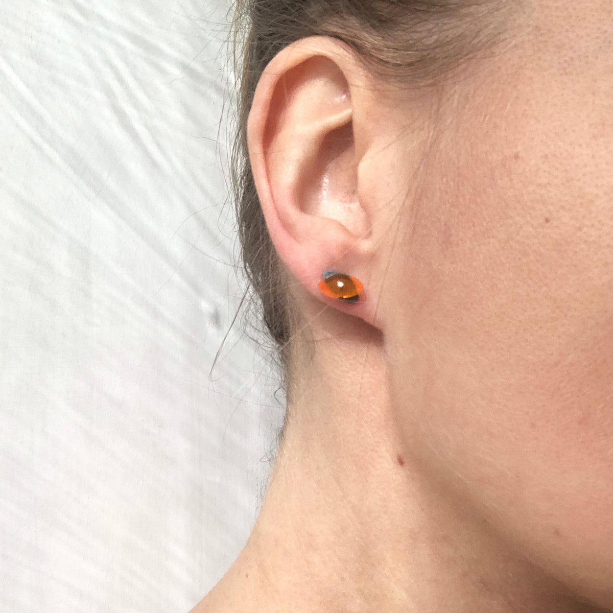 Petite Seaweed Studs in Fiery Orange - Denisa Piatti Jewellery