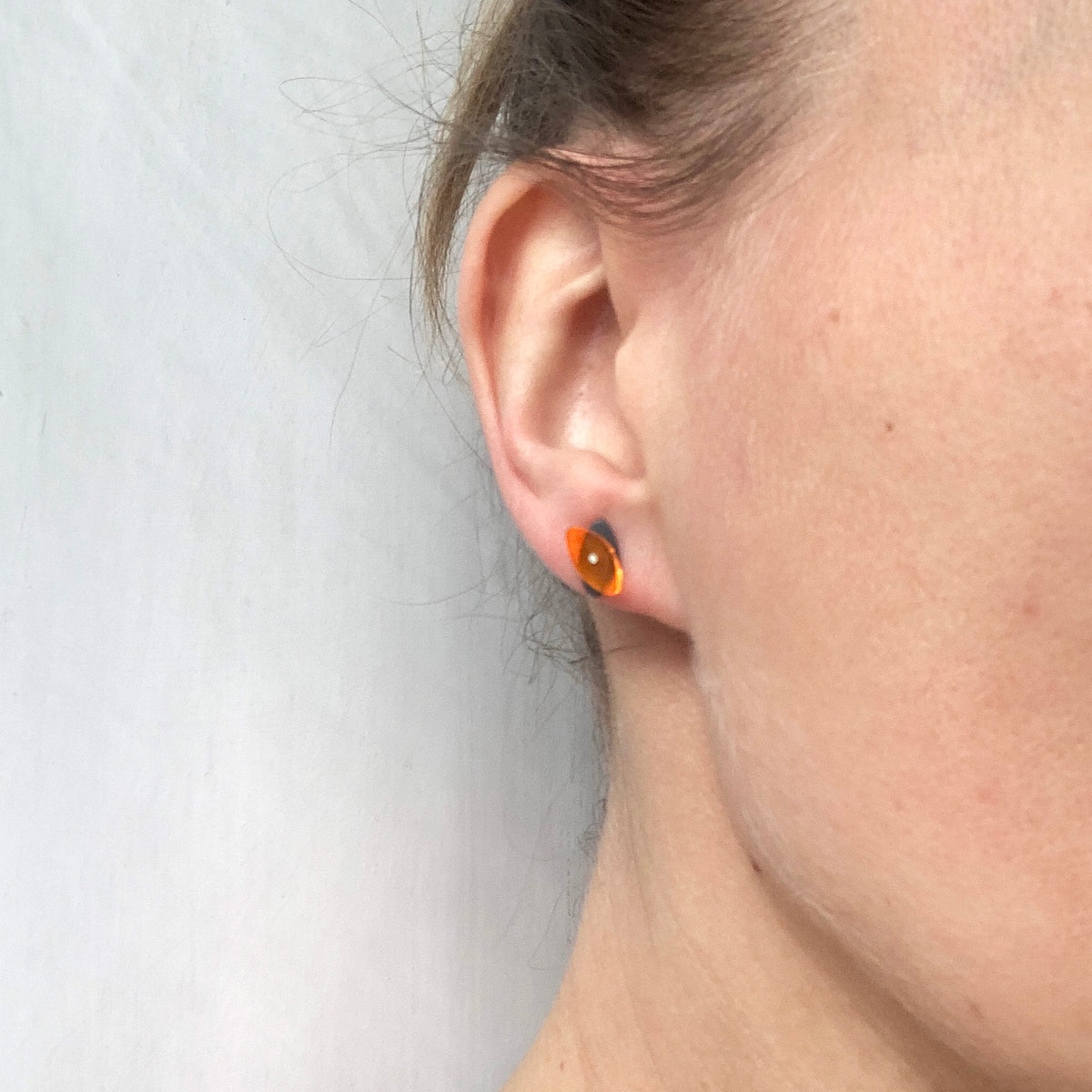 Petite Seaweed Studs in Fiery Orange - Denisa Piatti Jewellery