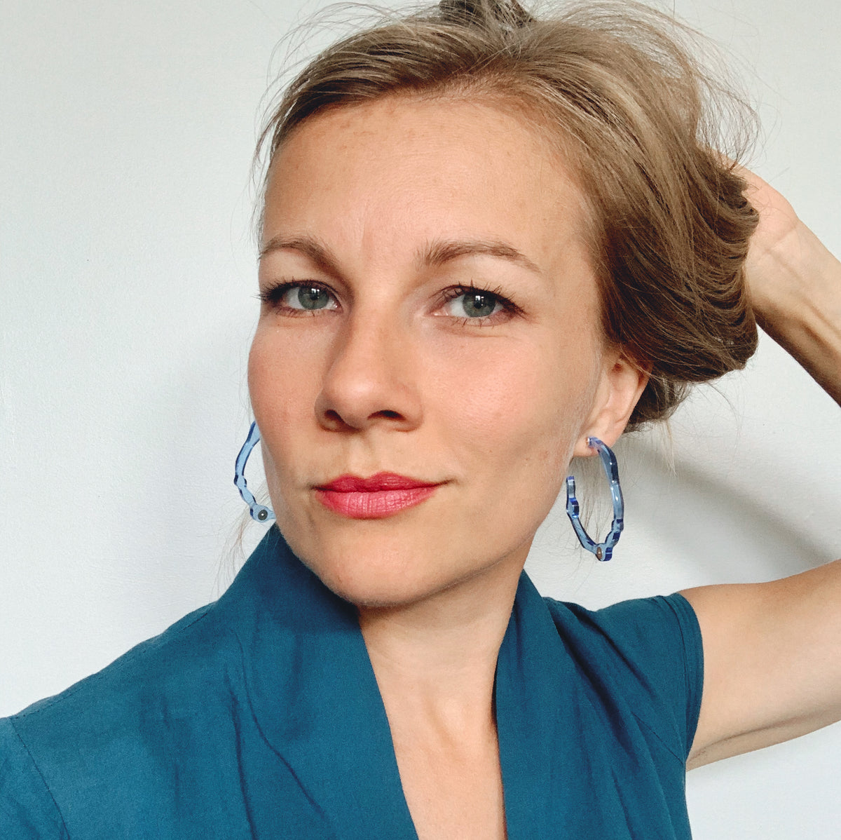 Large Ocean Blue Hoops - Denisa Piatti Jewellery