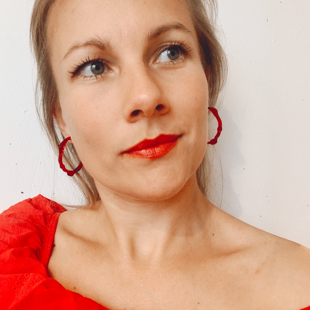Small Velvet Red Hoops - Denisa Piatti Jewellery