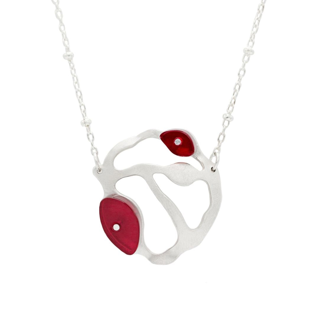 Bit Seaweed Cluster Necklace in Brushed Silver - Denisa Piatti Jewellery