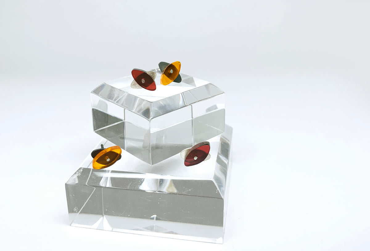 Petite Seaweed Studs in Fiery Orange - Denisa Piatti Jewellery