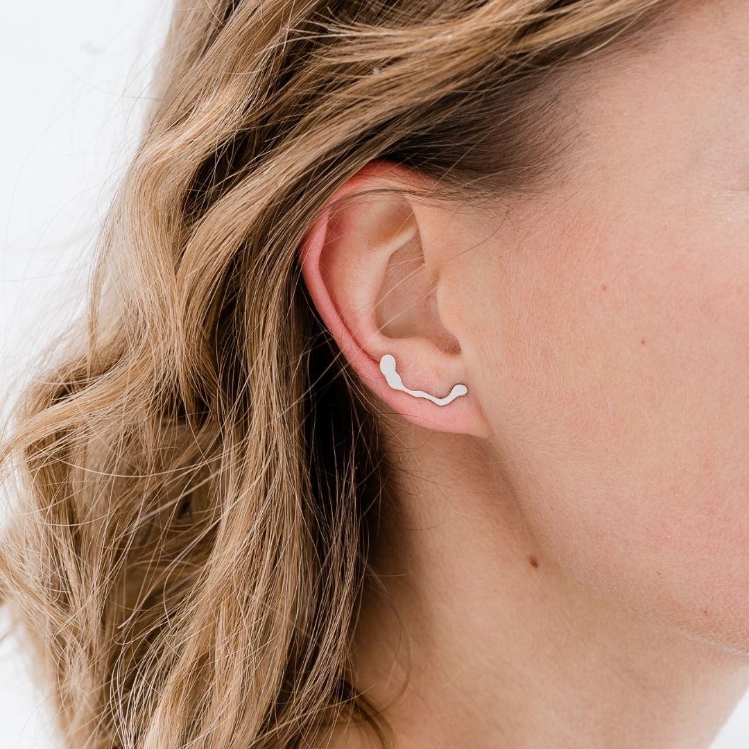Brushed Komu Ear Climbers Sterling Silver Denisa Piatti Jewellery