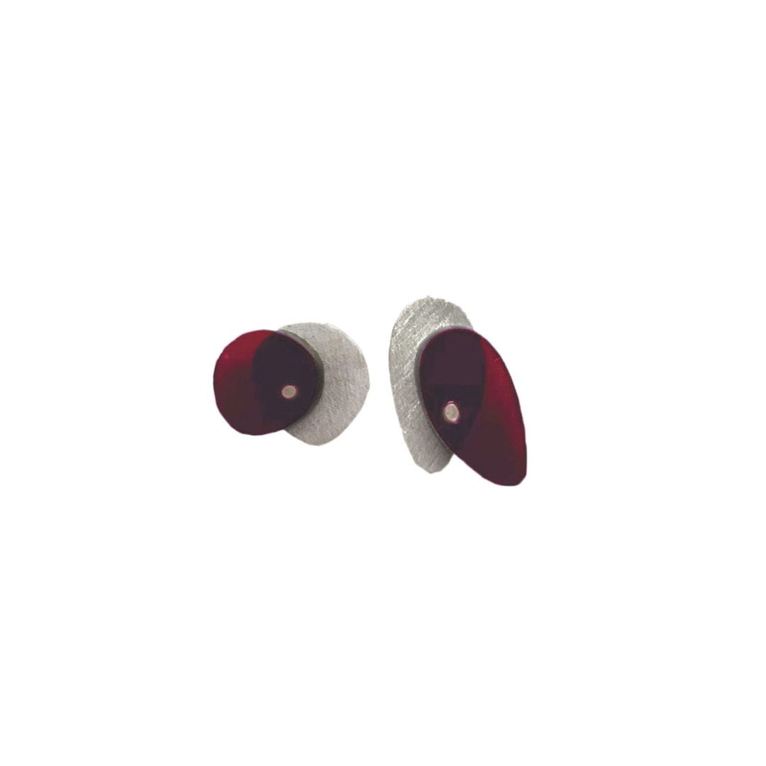 Maxi Sea Oak Studs in Brushed Silver - Denisa Piatti Jewellery