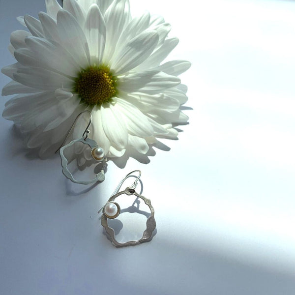 Petite Komu Pearl Earrings, French Hooks | Denisa Piatti Jewellery