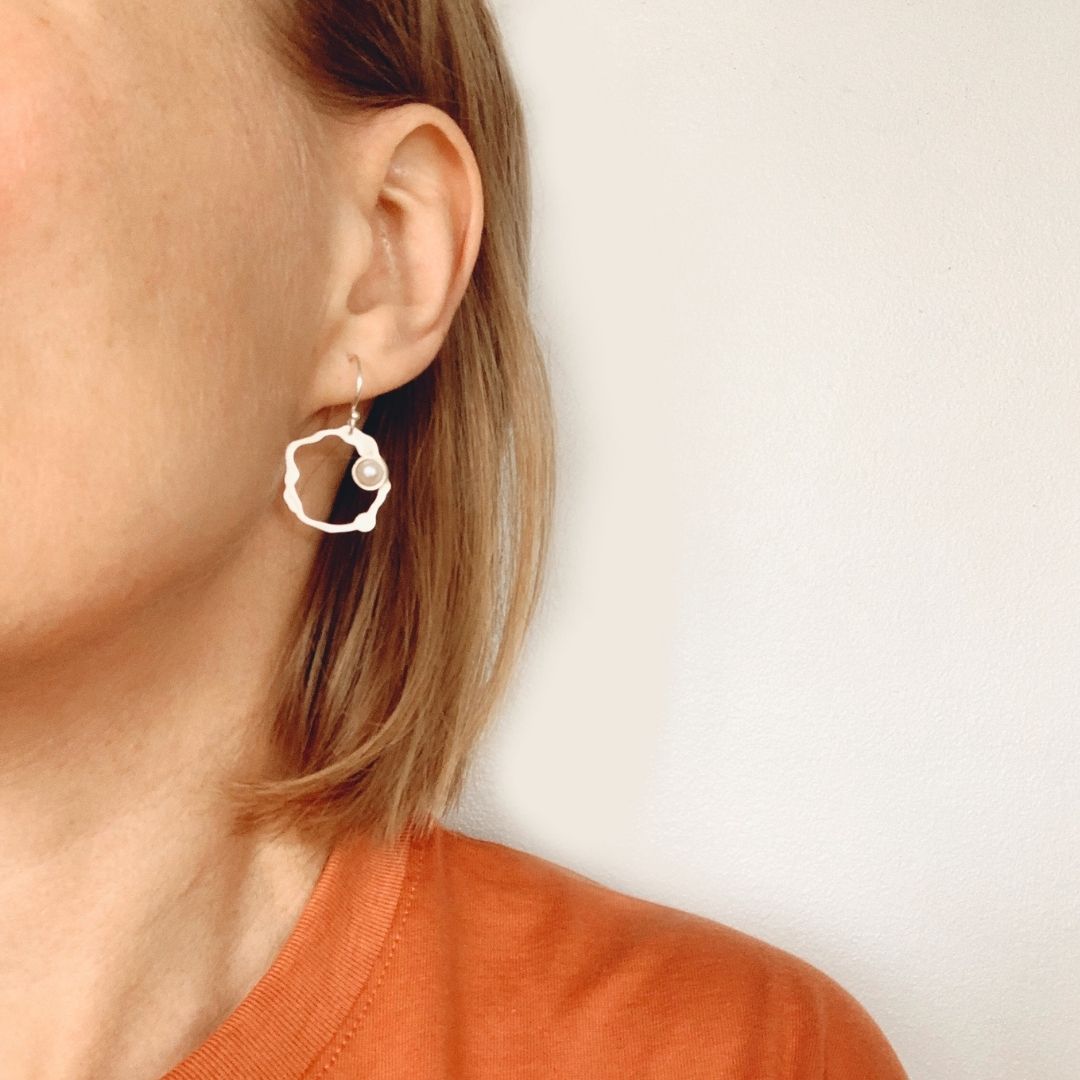Petite Komu Pearl Earrings, Hook - Denisa Piatti Jewellery