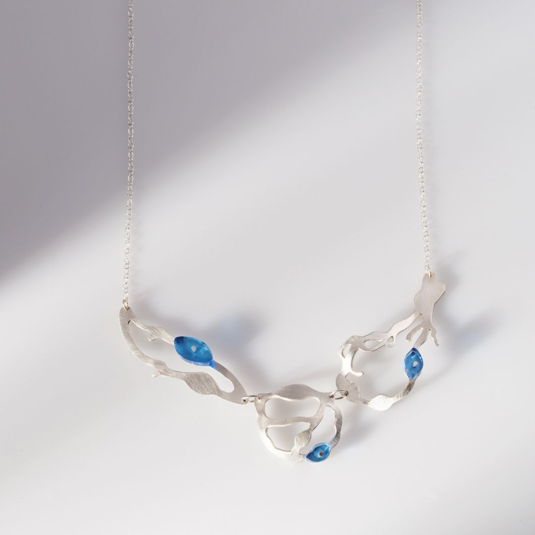 Small Seaweed Garland Necklace in Brushed Silver - Denisa Piatti Jewellery
